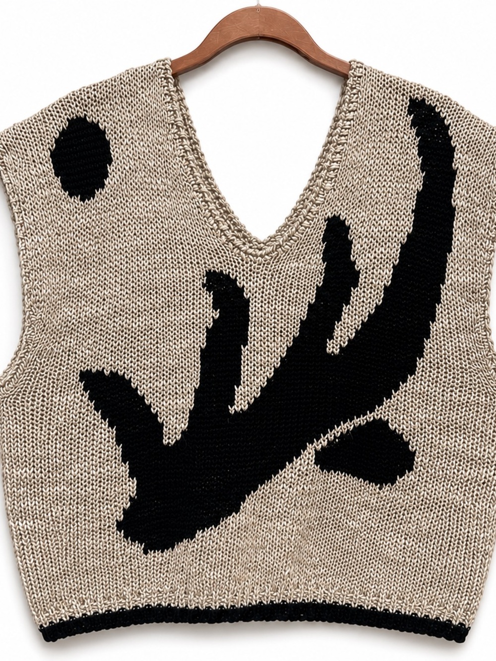 David Brett Italy Linen Blend Abstract Intarsia Knit Vest Top Size L Art Wear